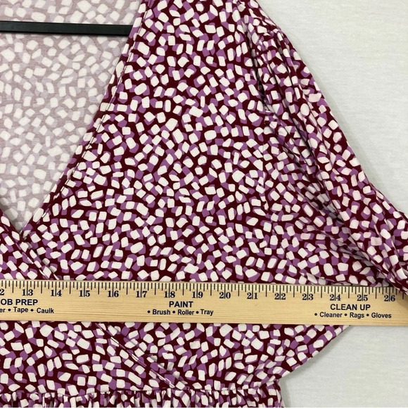 Draper James Purple White Polka Dot V Neck Stretch Tiered Casual Dress size XXL - Picture 6 of 12